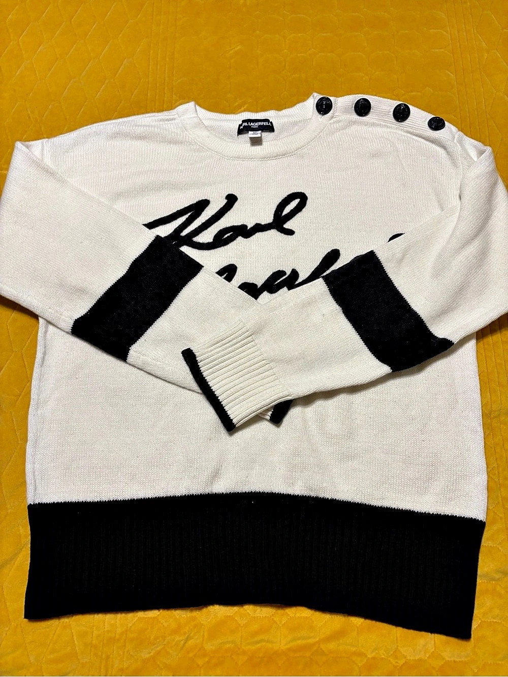 Karl Lagerfeld Color Block Crewneck Sweater Size Medium Like New #5